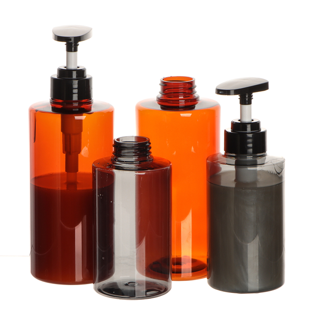 PET Pump Cap Plastic Bottle Cosmetic Liquid Bottle Transparent Plastic Shampoo Bottle 