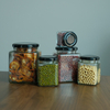 Food Grade Square Transparent Food Container Wide Mouth Square Jar Clear Pickle Glass Jar With Deep High Metal Lid