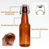 Wholesale 330ml 500ml 1000ml amber beer soda swing top glass bottle with lid thickened brown glass bottle