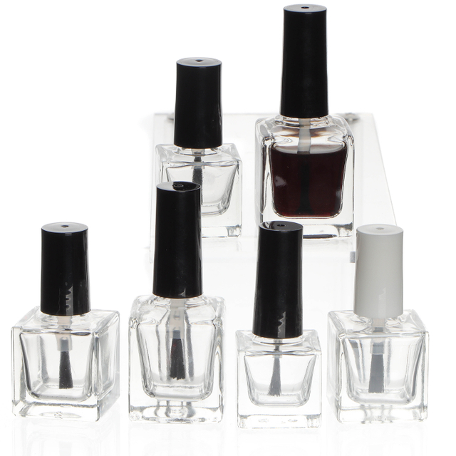 High quality Low MOQ 10ml 15ml empty gel nail polish bottle packaging nail bottle White Black nail glass bottle