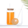 Custom Logo Can Shape Drinking Juice And Beer Glass Can Cola Cup with Bamboo Lid And Glass Straw