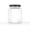 Wholesale Custom Color Style Hexagonal Marple Jam Glass Honey Jar Bottles With Metal Lid for Kitchen Food Container