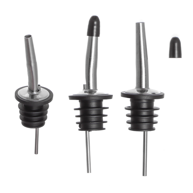 Wholesale 304 Stainless Steel Wine Pourer Spouts With Covers Tapered Stainless Steel Classic Bottle Holder Pourer