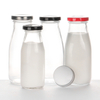 In Stock 8oz 12oz 14oz 32oz Clear Transparent Milk Packaging Glass Milk Bottle For Drinking With Metal Lid