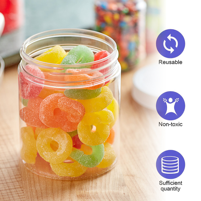 50ml 500ml 4 8 16 oz 4oz 8oz Empty Pet Plastic Storage Honey Food Grade Candy Cookie Container Jar with Lid for Food Packaging