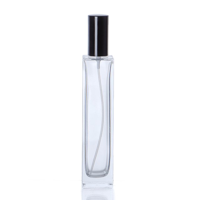 Customized Shape 100ml Clear Frosted Glass Perfume Bottle With ABS Sprayer Cap