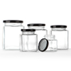 Food Grade Square Transparent Food Container Wide Mouth Square Jar Clear Pickle Glass Jar With Deep High Metal Lid