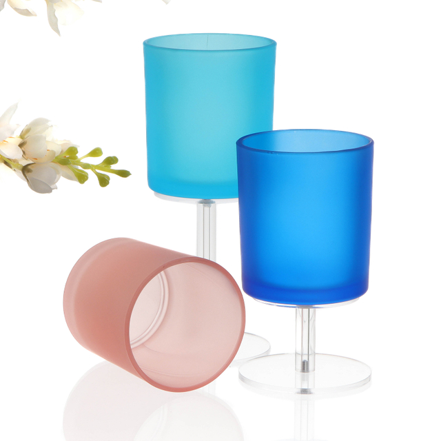 Factory direct sale 10oz frosted can customize empty candle glass jar with wood lid for candle making