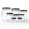 Custom clear straight side clear glass honey jars food container with metal lid honey jam round food grade glass jars