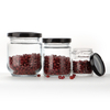 Custom clear straight side clear glass honey jars food container with metal lid honey jam round food grade glass jars