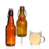 Wholesale 330ml 500ml 1000ml amber beer soda swing top glass bottle with lid thickened brown glass bottle