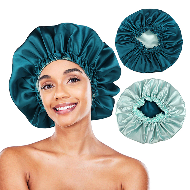 VAST Wholesale Custom Women Wide Elastic Band Silk Satin Night Sleeping Hair Cap Bonnets Hats with Customized Logo