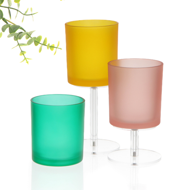 Factory direct sale 10oz frosted can customize empty candle glass jar with wood lid for candle making