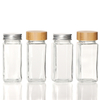 Customizable 120ml Square Spice Bottles Condiment Pot 4oz Glass Spice Jars Bottles With Bamboo Lids