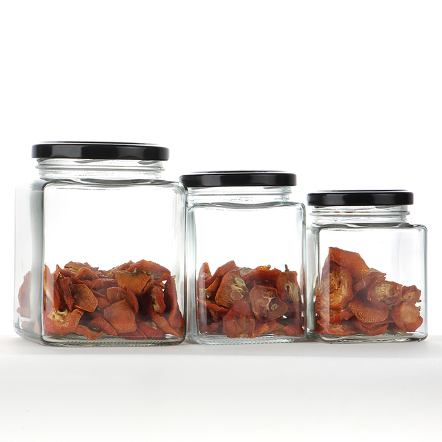 Food Grade Square Transparent Food Container Wide Mouth Square Jar Clear Pickle Glass Jar With Deep High Metal Lid